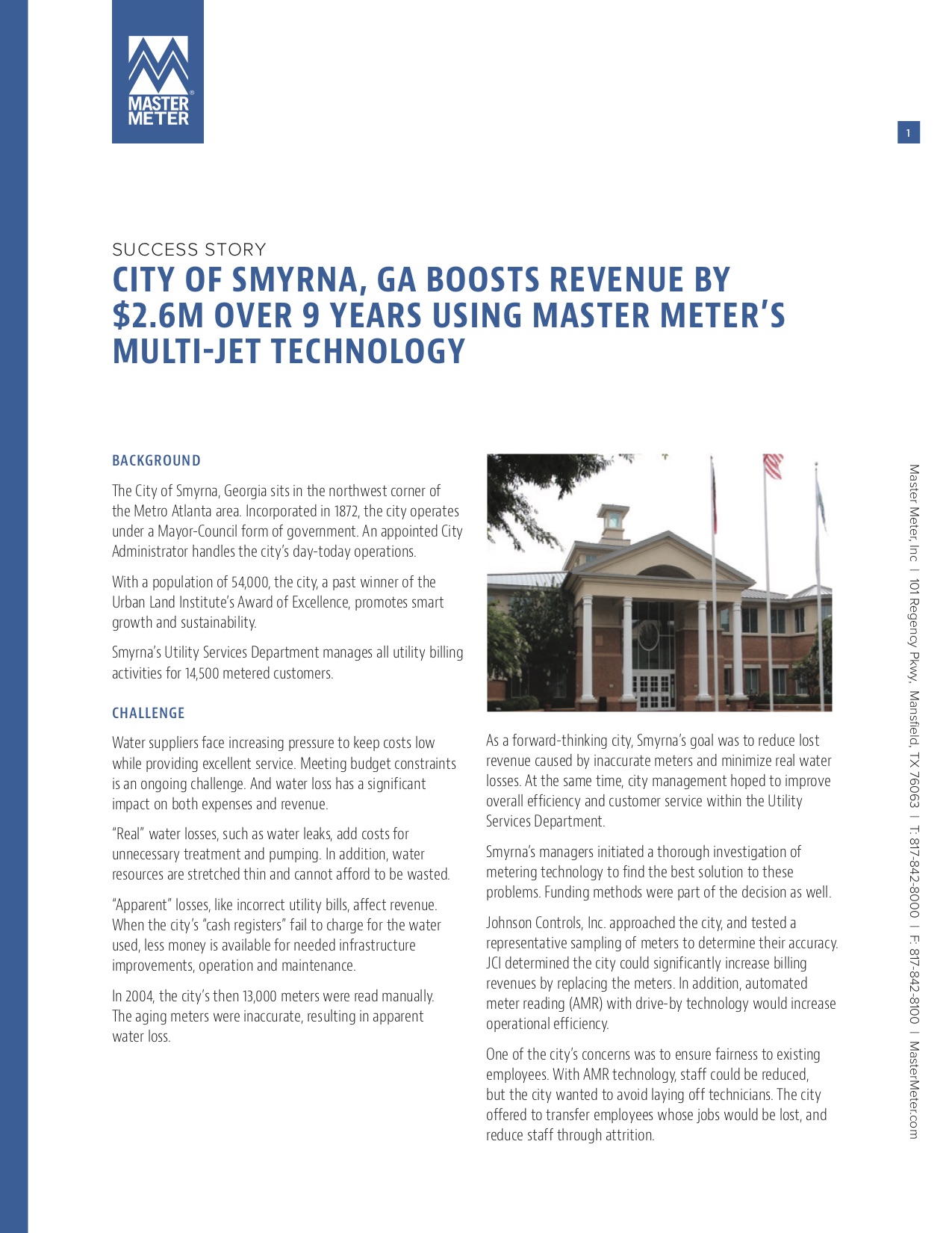 City of Smyrna, GA Boosts Revenue by $2.6M Over 9 Years Using Master Meter's Multi-Jet Technology