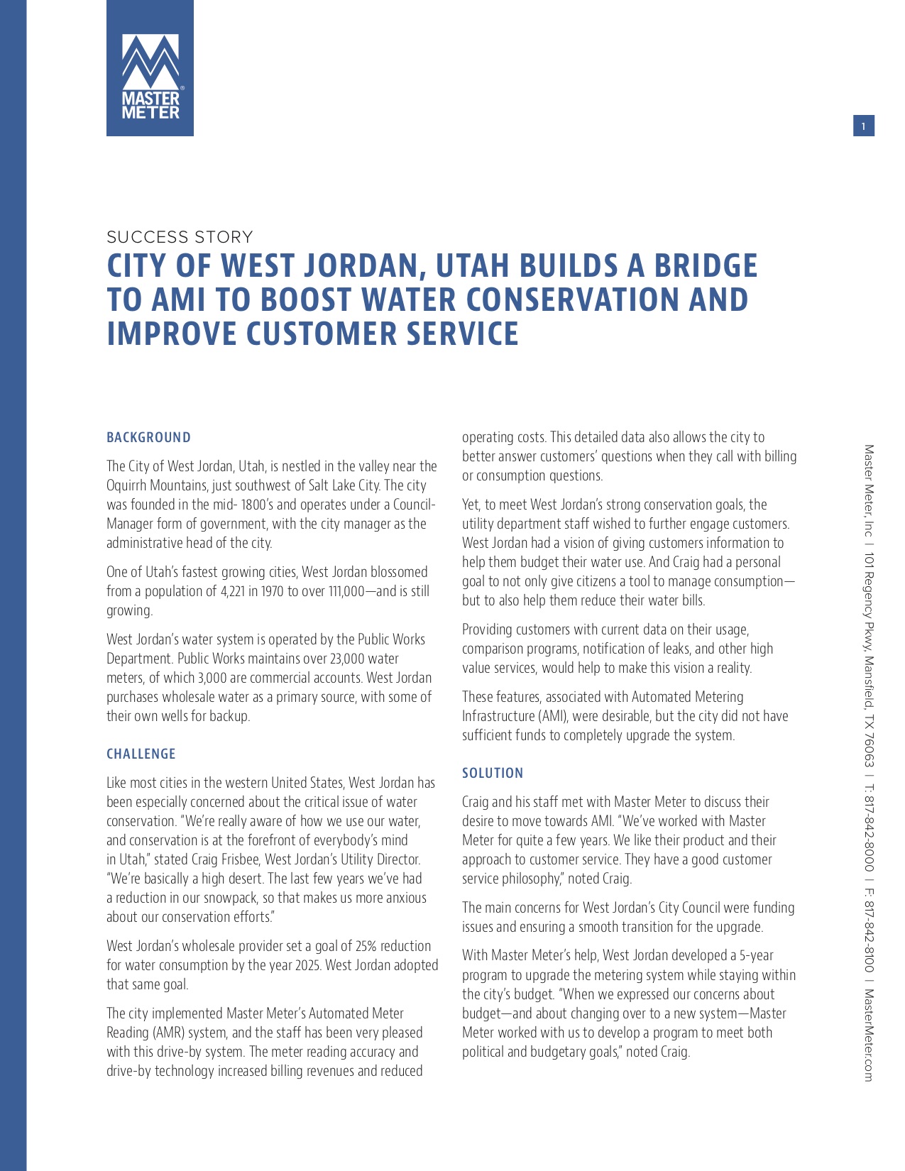 City of West Jordan, Utah Builds a Bridge to AMI to Boost Water Conservation and Improve Customer Service
