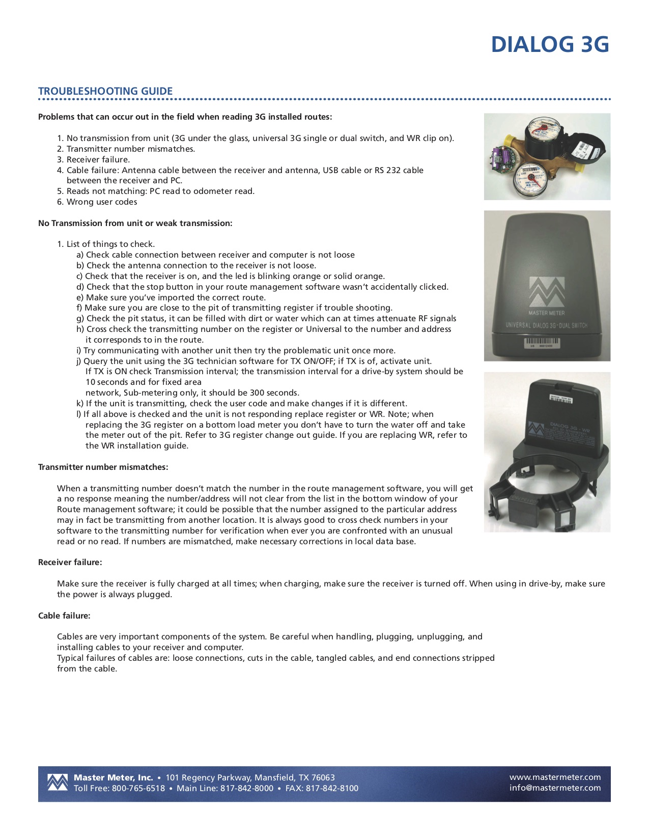 Dialog 3G AMR Troubleshooting Guide