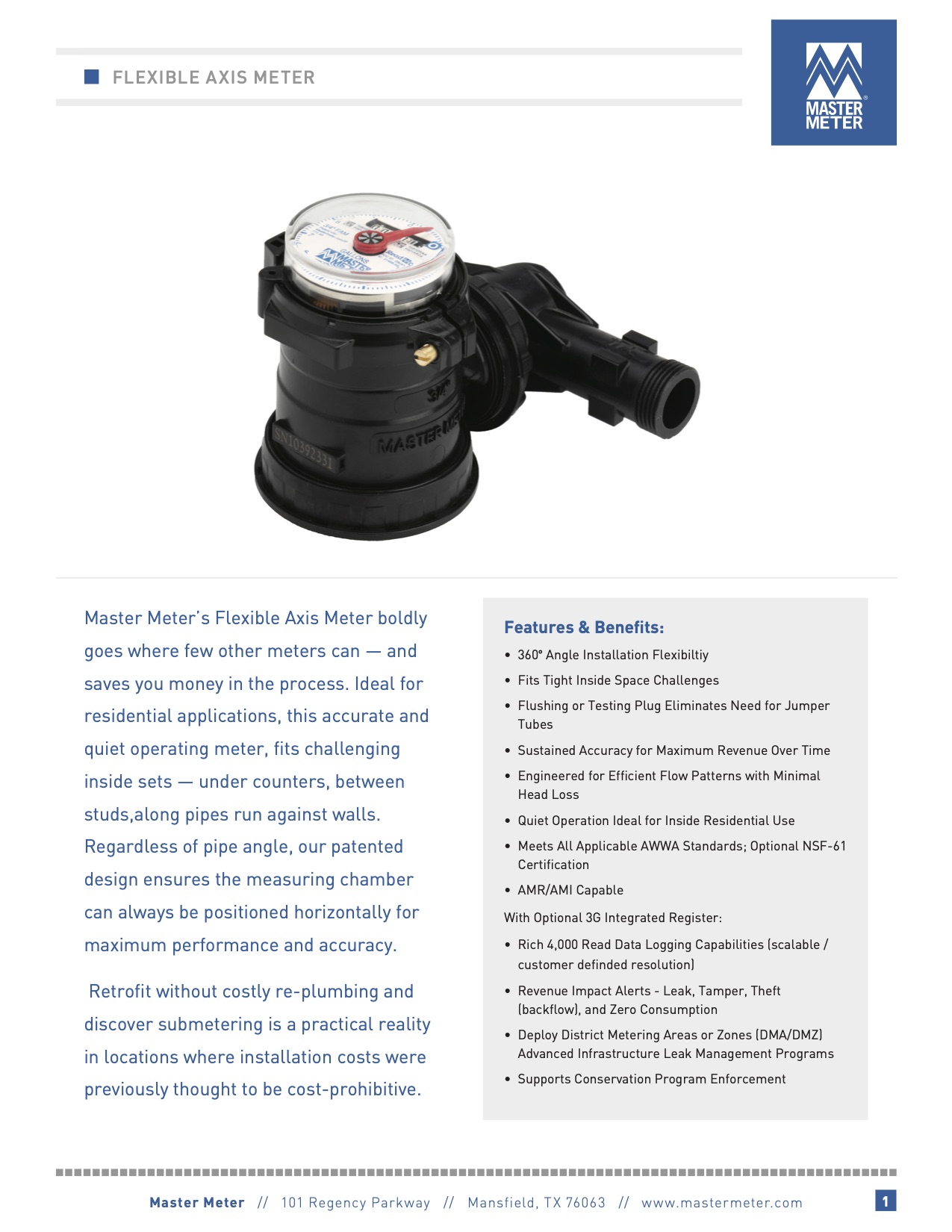 Flexible Axis Meter (FAM) Submetering Solution for Water