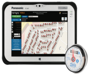 Panasonic's ruggedized tablet for automated reading metering with the 3G AMR system (integral 3G register shown).