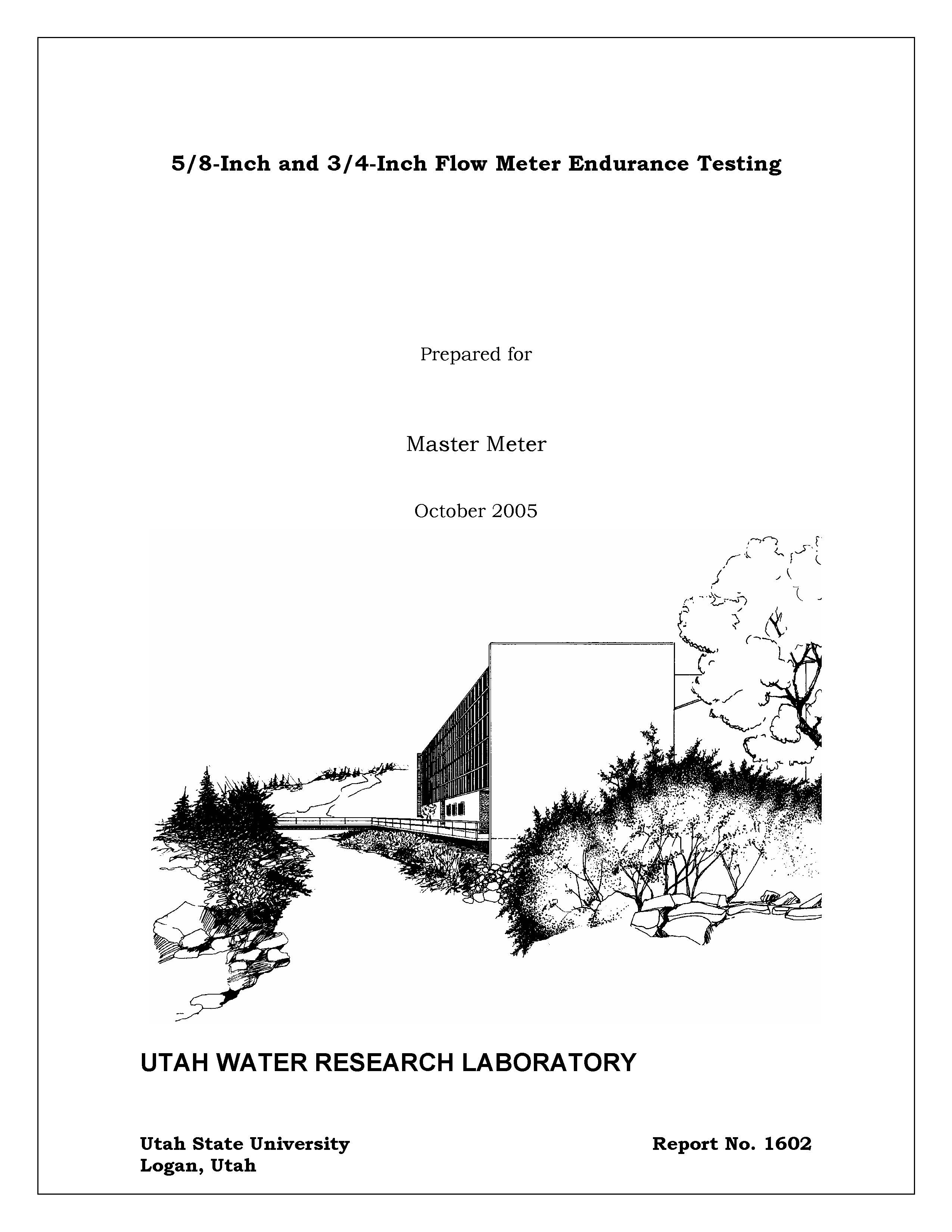 Master Meter BLMJ and PD Meter Endurance Test Report Utah Water Research Lab
