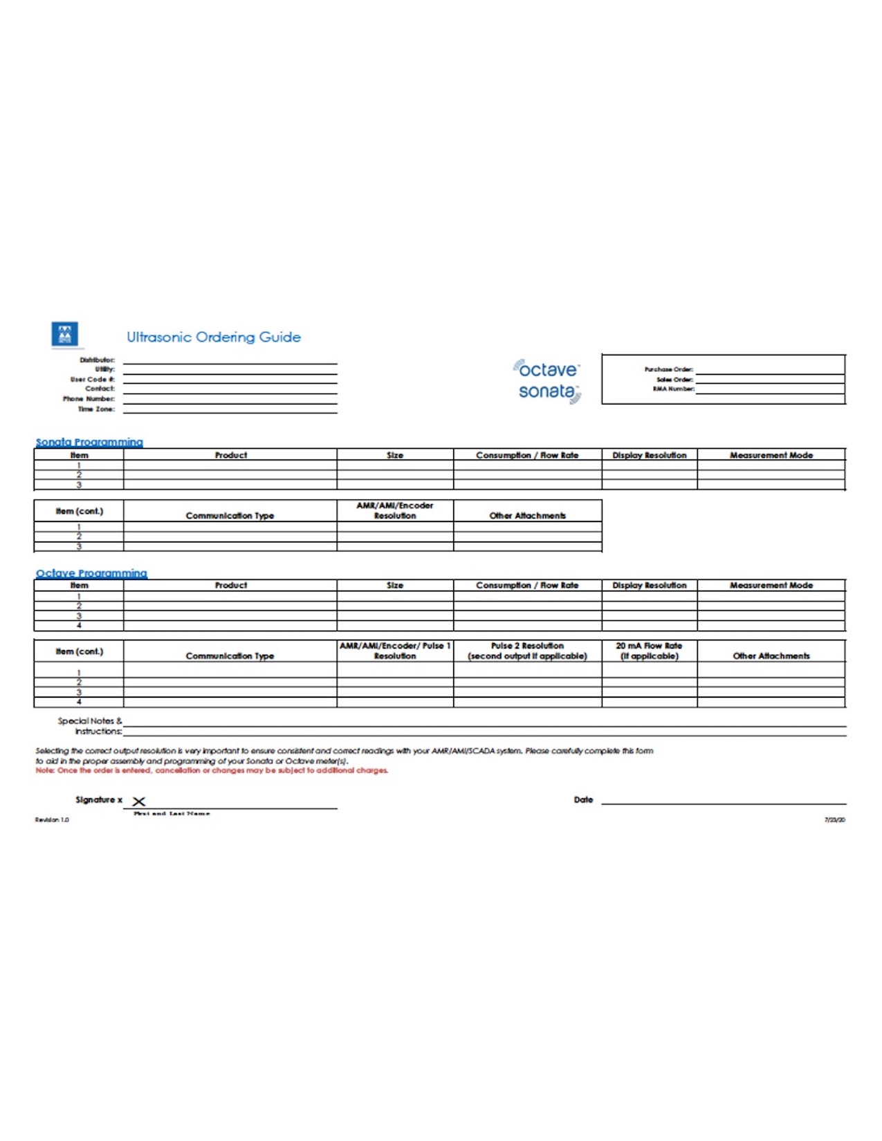 Octave & Sonata Ultrasonic Ordering Guide