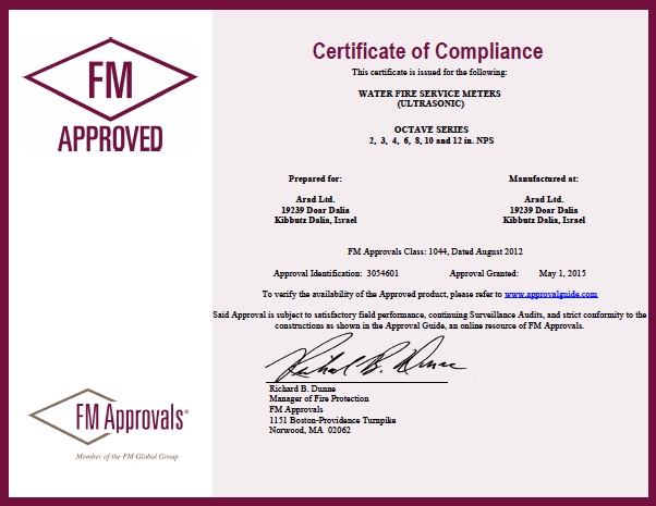Octave Ultrasonic Certificate of Compliance 