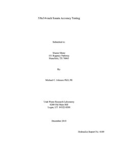 Sonata Residential Ultrasonic Water Meter - Utah Water Research Laboratory Test and Validation Report