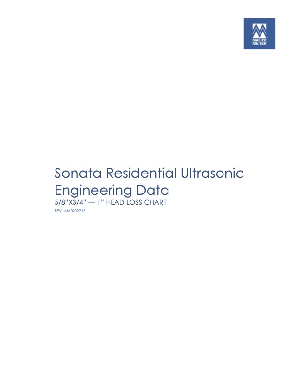 Sonata Residential Ultrasonic -5/8”X3/4” — 1” HEAD LOSS CHART